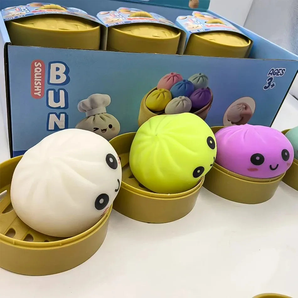Dumpling Pressure Dumpling Squishies Cute Colorful Bun Toy Slow Rising Stress Relief Fidget Toy for Kids Adults Anti-Anxiety Gif