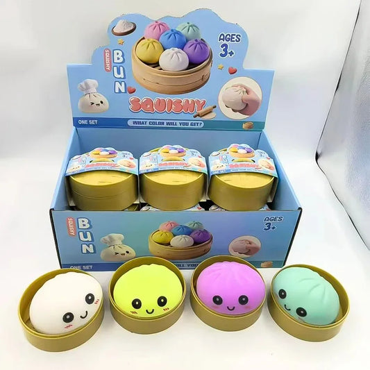 Dumpling Pressure Dumpling Squishies Cute Colorful Bun Toy Slow Rising Stress Relief Fidget Toy for Kids Adults Anti-Anxiety Gif