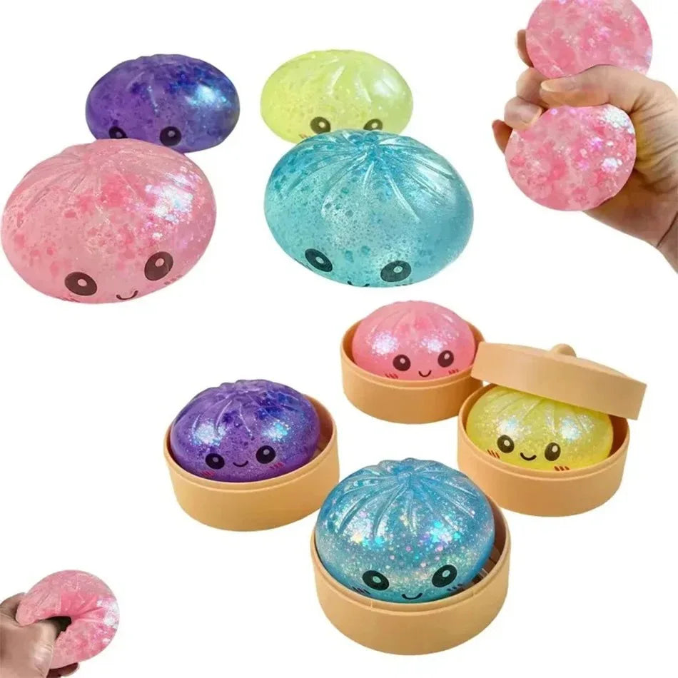 Dumpling Pressure Dumpling Squishies Cute Colorful Bun Toy Slow Rising Stress Relief Fidget Toy for Kids Adults Anti-Anxiety Gif