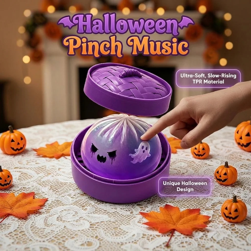 Halloween Dumpling Stress Toy, Cute Ghost Monster Bun Squeeze Fidget Toy With Mini Steamer Box
