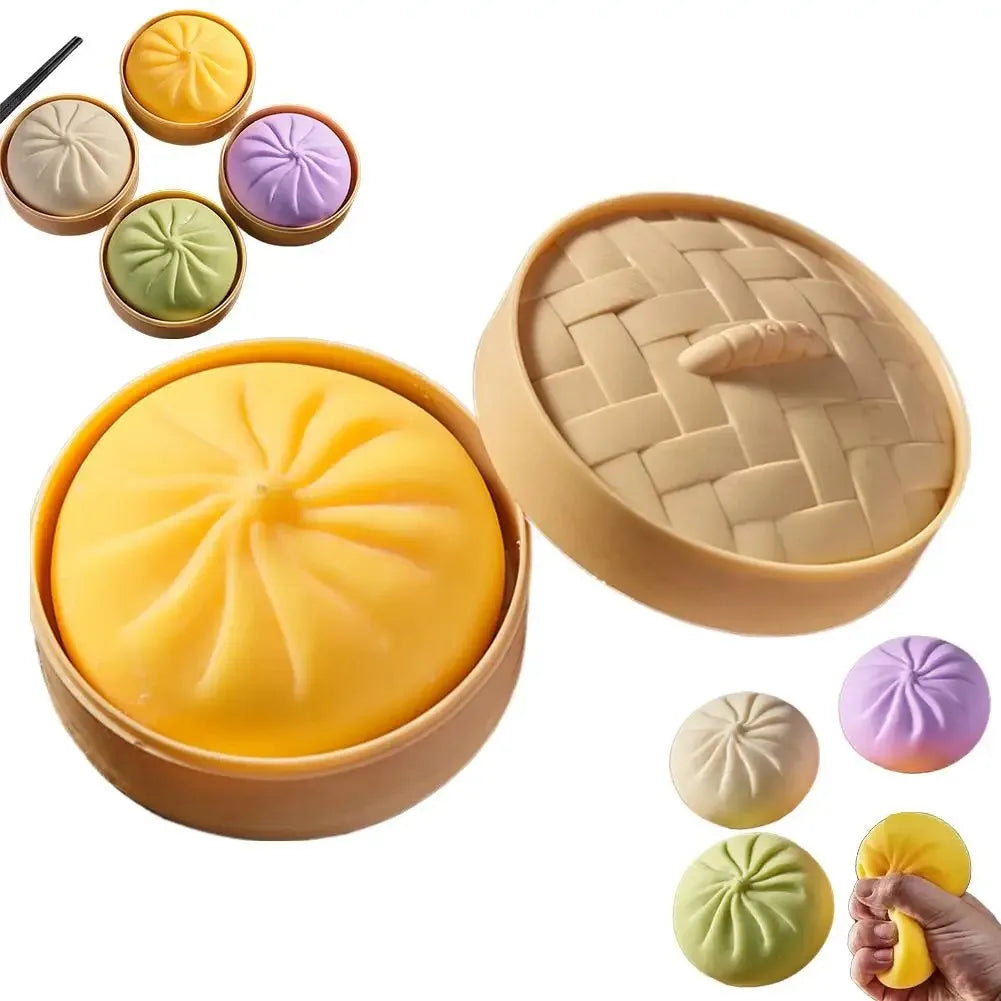 Dumpling Pressure Dumpling Squishies Cute Colorful Bun Toy Slow Rising Stress Relief Fidget Toy for Kids Adults Anti-Anxiety Gif