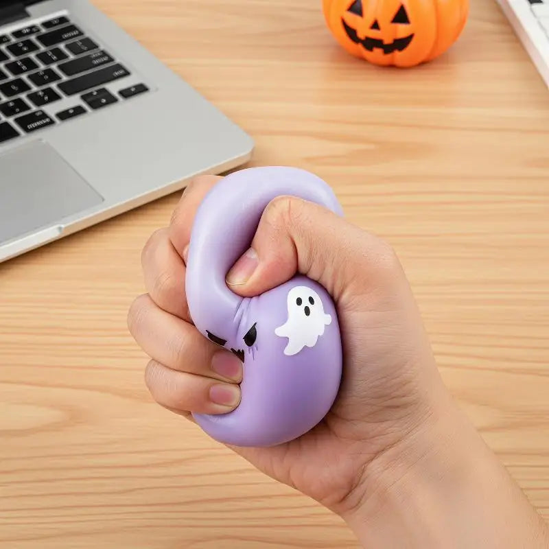 Halloween Dumpling Stress Toy, Cute Ghost Monster Bun Squeeze Fidget Toy With Mini Steamer Box