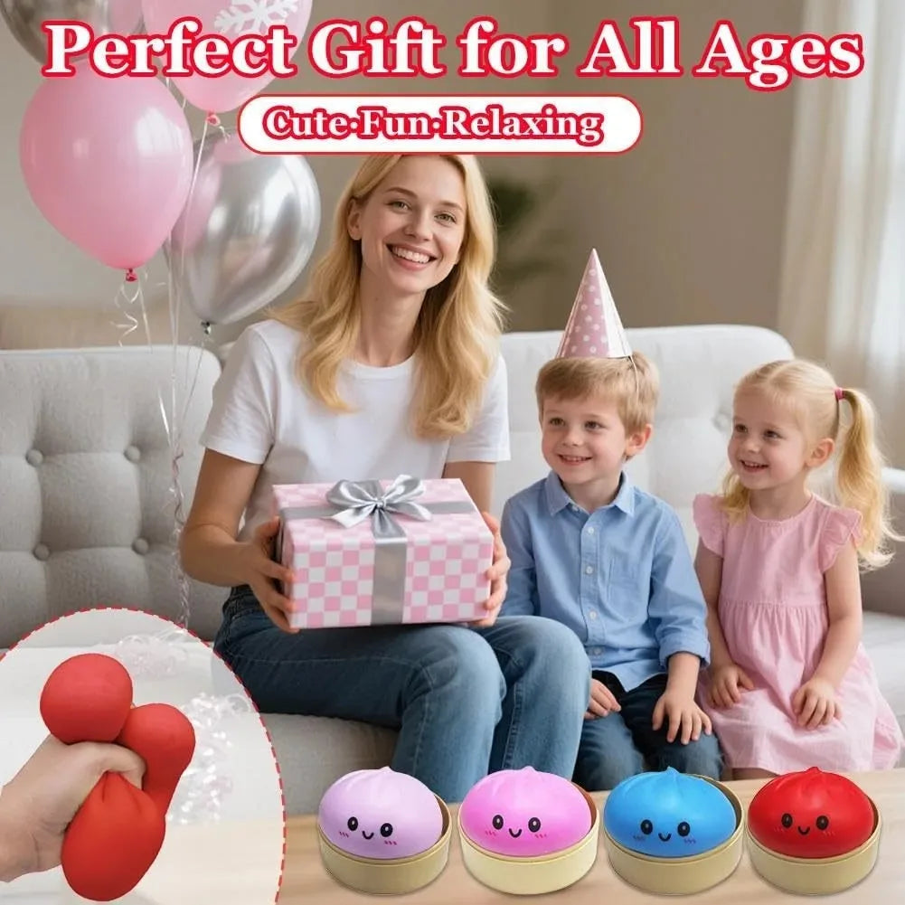 Dumpling Pressure Dumpling Squishies Cute Colorful Bun Toy Slow Rising Stress Relief Fidget Toy for Kids Adults Anti-Anxiety Gif